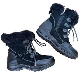 Browns Artica Black Waterproof Winter Snow Boots Faux Fur Size 6